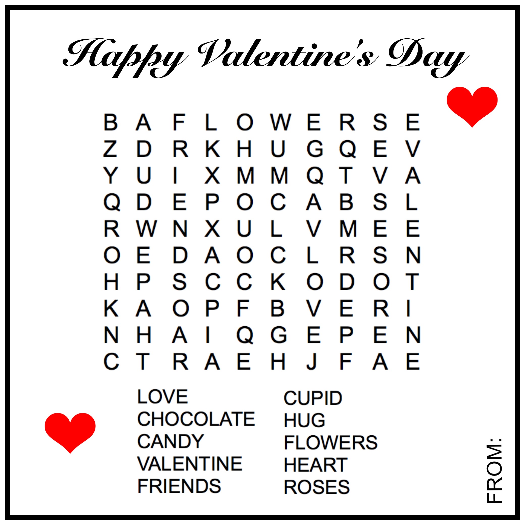 Valentine Word Search