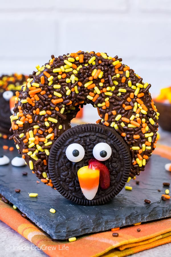 Chocolate Covered Apple Ring Turkeys